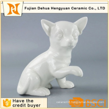 Handmade White Ceramic Dog for Home Decoration